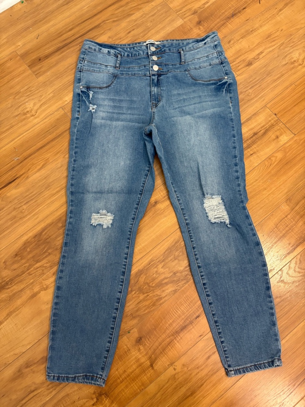 Refuge Distressed Skinny Jeans Women’s Size 14 Blue High Rise Stretch